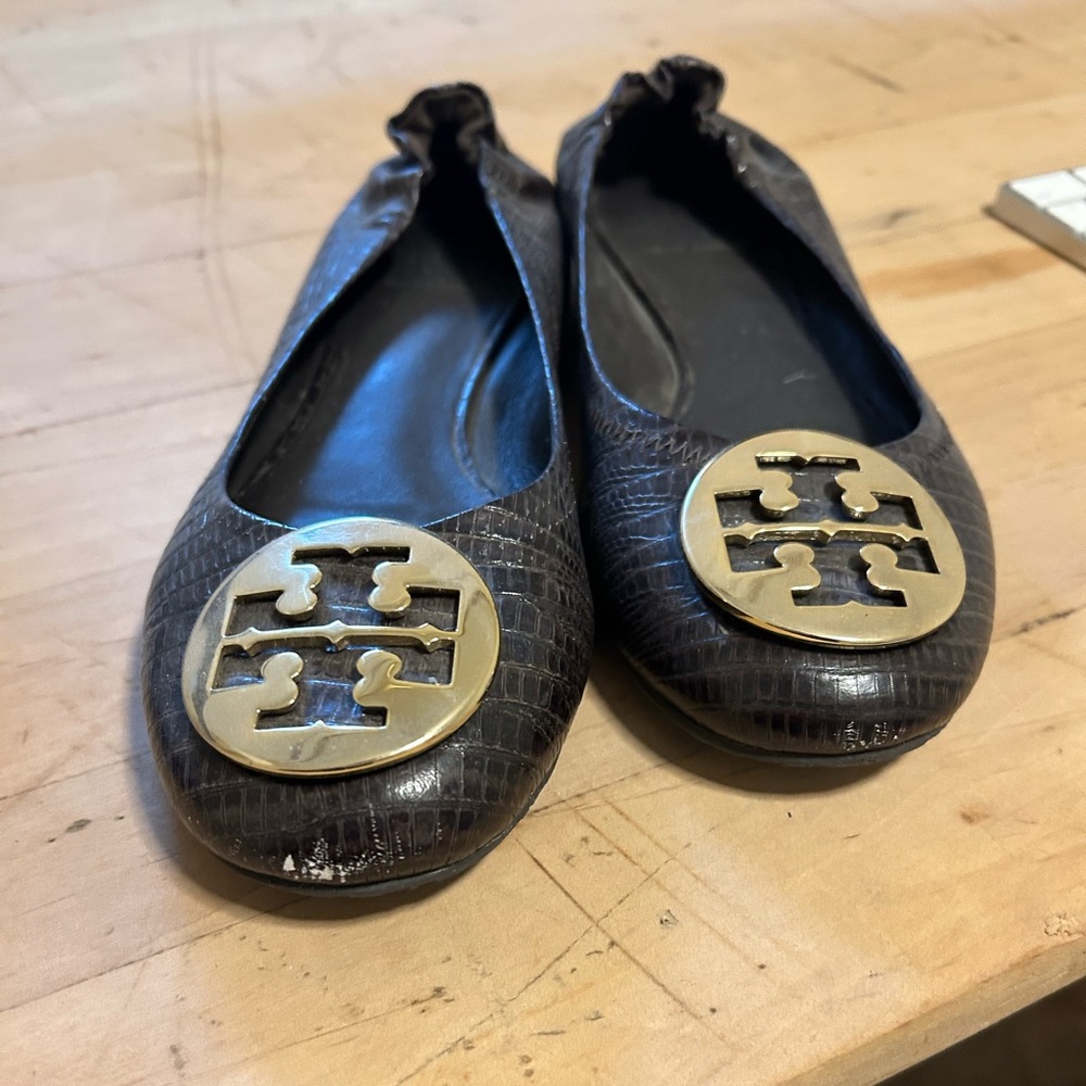 Tory Burch Brown Crocodile Ballet Flats (9)